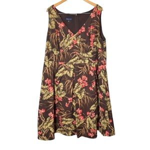 Jones New York Vneck Tropical Floral Print Midi Dress Size 20